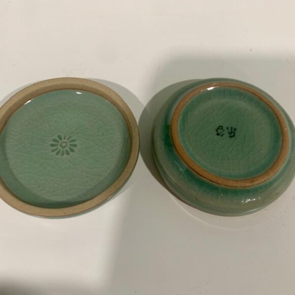 VTG ~ ASIAN CELADON GLAZED JAR WITH LID - Picture 3 of 4